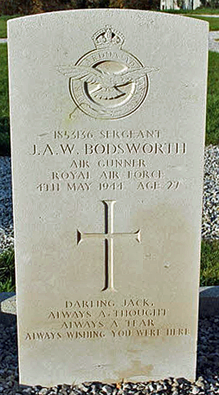 Sgt Jack Arthur William Bodsworth<br /><br /><br />died on active duty - 4.5.1944