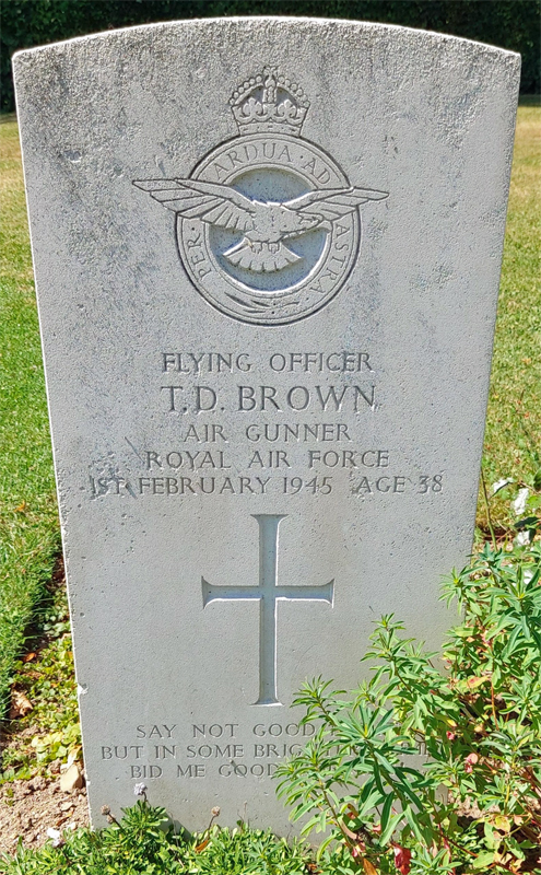 F/O Thomas Dryburgh Brown<br /><br /><br />died on active duty - 1.2.1945