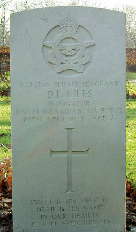 F/Sgt David Edward Giles<br /><br /><br />died on active duty - April 29th, 1943