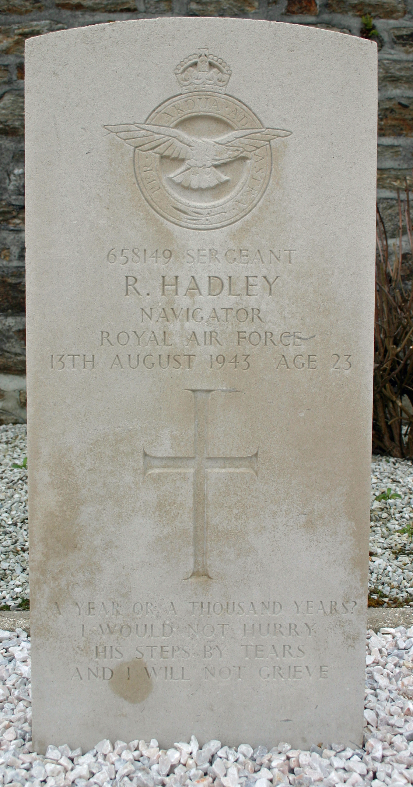 Sgt Raymond Hadley<br /><br /><br />died on active duty - August 13th, 1943
