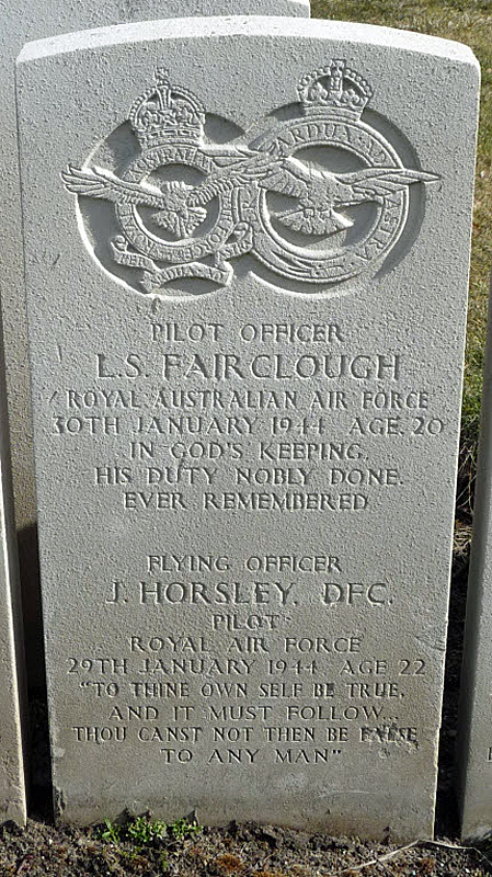 F/O Joseph Horsley<br /><br /><br />died on active duty - January 29th, 1944