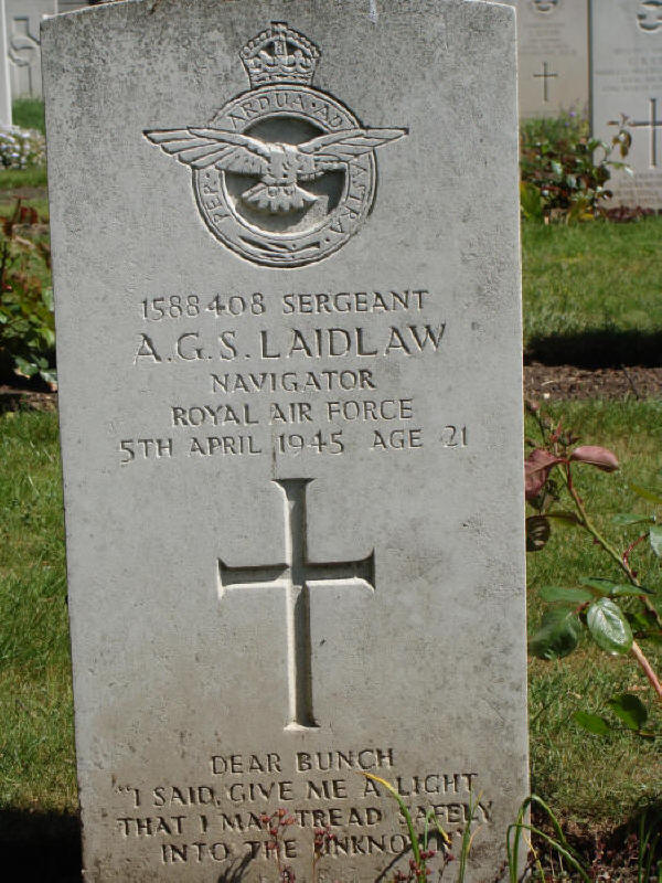 Sgt Adrian Gordon Stewart Laidlaw<br /><br /><br />died on active duty -April 5th, 1945