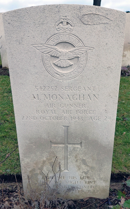 Sgt Michael Monaghan<br /><br /><br />died on active duty - October 22nd, 1943