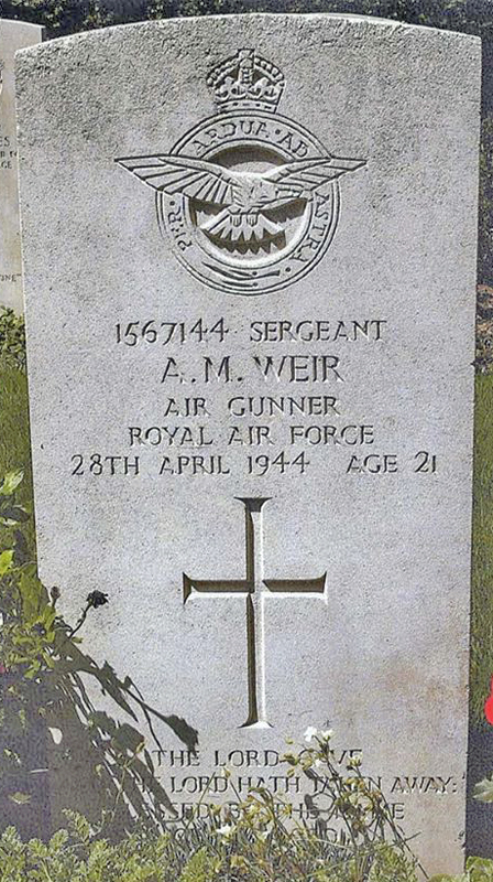Sgt Allan McKay Weir<br /><br /><br />died on active duty April 28th, 1944