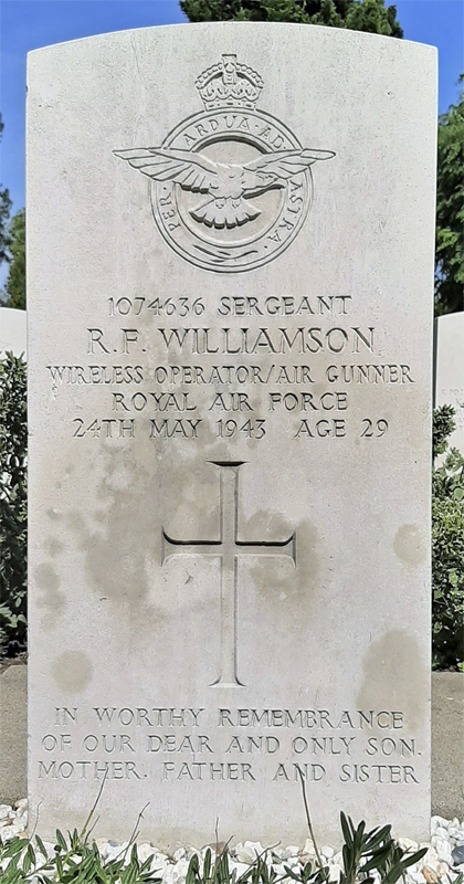 Sgt Ronald Frederick Williamson<br /><br /><br />died on active duty May 24th, 1943